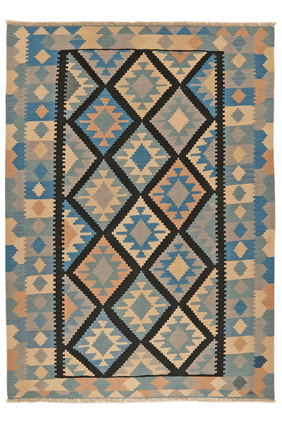 Kelim Gashgai — Handmade, 179x243 cm, Black, 100% Virgin Wool | Main view