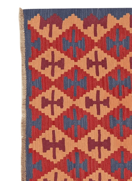 Kelim Gashgai — Handmade, 156x195 cm, Red, 100% Virgin Wool | View 3