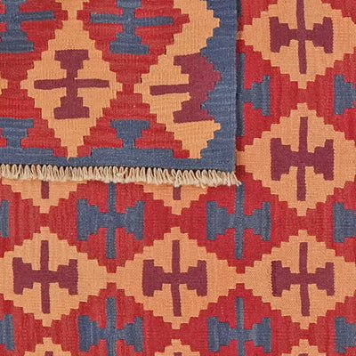Kelim Gashgai — Handmade, 156x195 cm, Red, 100% Virgin Wool | View 6