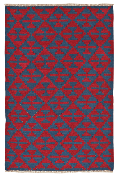 Kelim Gashgai — Handmade, 123x184 cm, Blue, 100% Virgin Wool | Main view