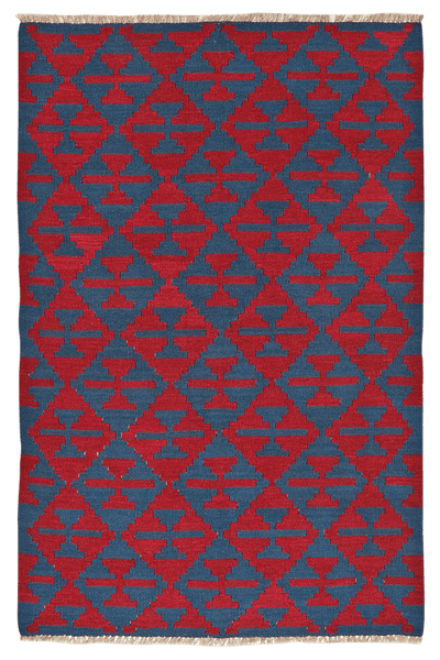 Kelim Gashgai — Handmade, 123x184 cm, Blue, 100% Virgin Wool | Main view