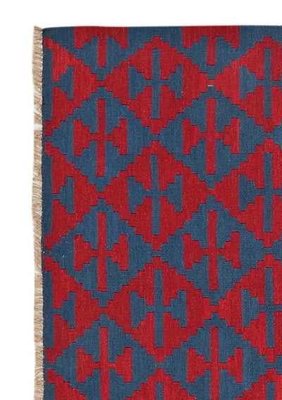 Kelim Gashgai — Handmade, 123x184 cm, Blue, 100% Virgin Wool | View 3