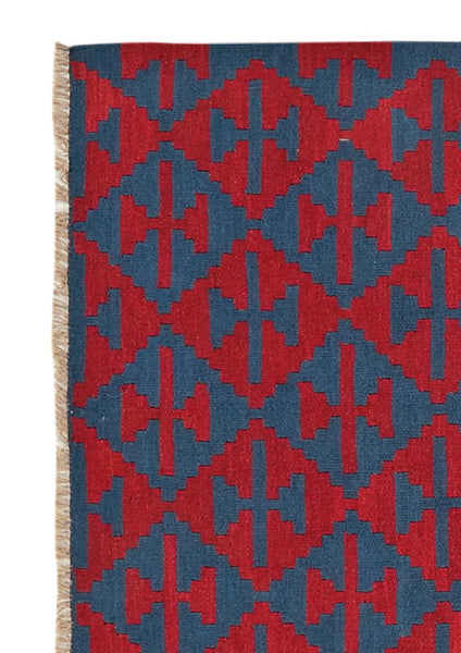 Kelim Gashgai — Handmade, 123x184 cm, Blue, 100% Virgin Wool | View 3