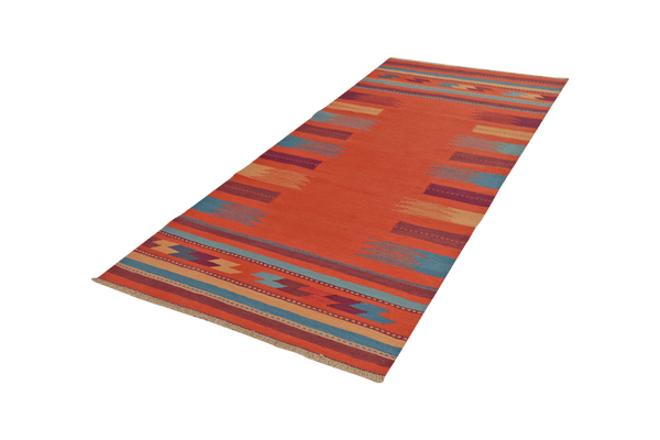 Kelim Gashgai — Handmade, 107x246 cm, Red, 100% Virgin Wool | View 5