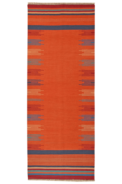 Kelim Gashgai — Handmade, 100x252 cm, Red, 100% Virgin Wool | Main view