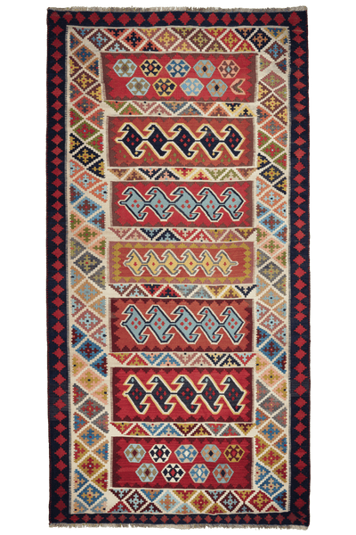 Kelim Gashgai Old — Handmade, 162x318 cm, Multicolor, 100% Virgin Wool | Main view