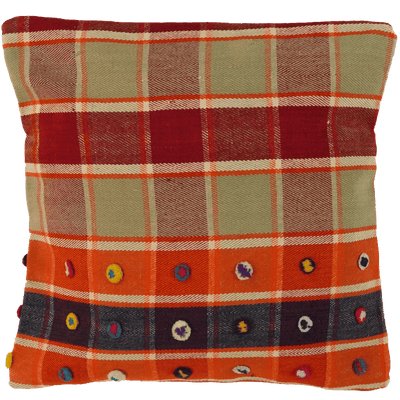 Kelim Kissen — Handmade, 65x65 cm, Multicolor, 100% Virgin Wool | Main view