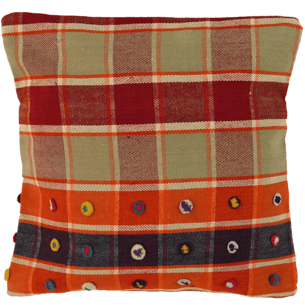 Kelim Kissen — Handmade, 65x65 cm, Multicolor, 100% Virgin Wool | Main view