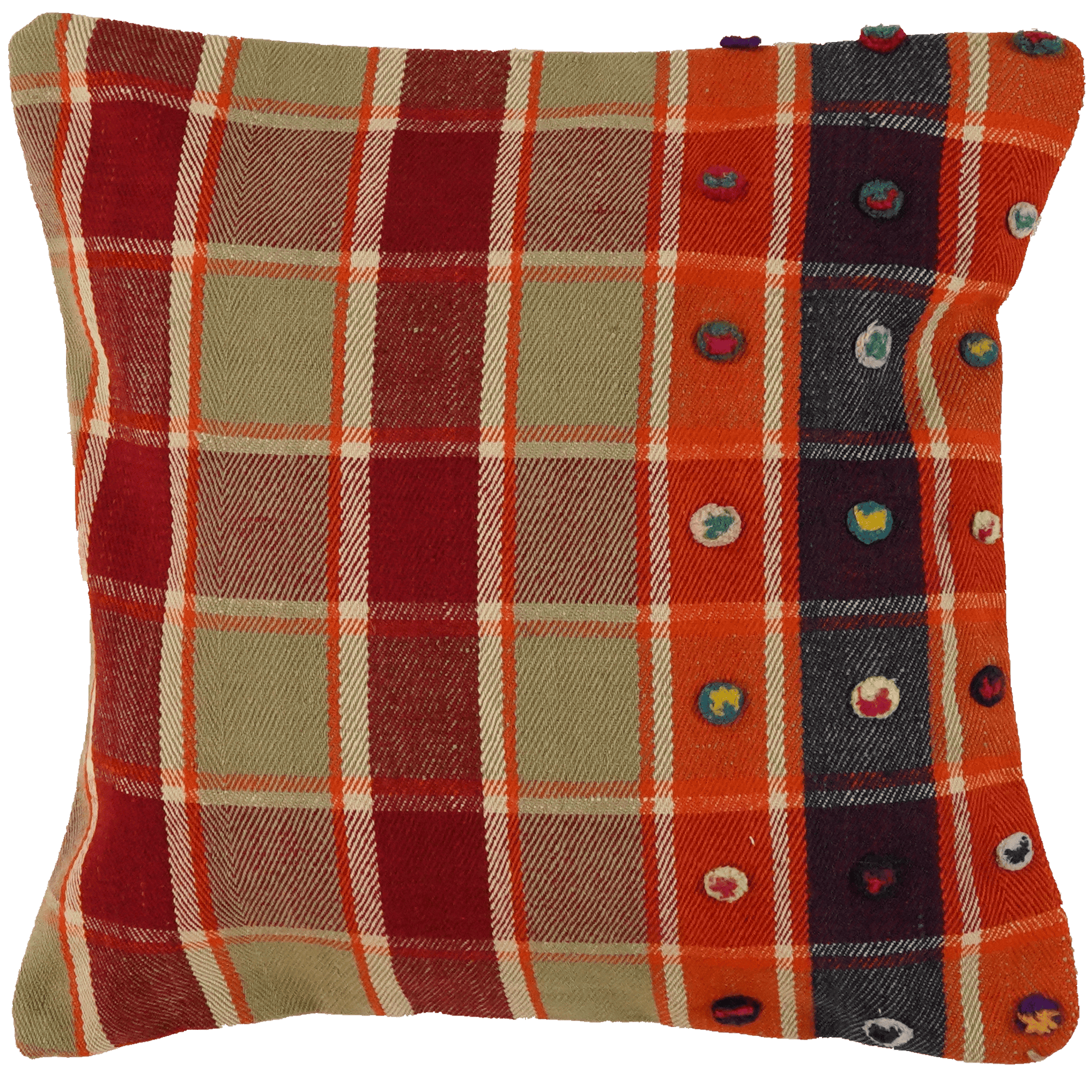 Kelim Kissen — Handmade, 65x65 cm, Multicolor, 100% Virgin Wool | Main view