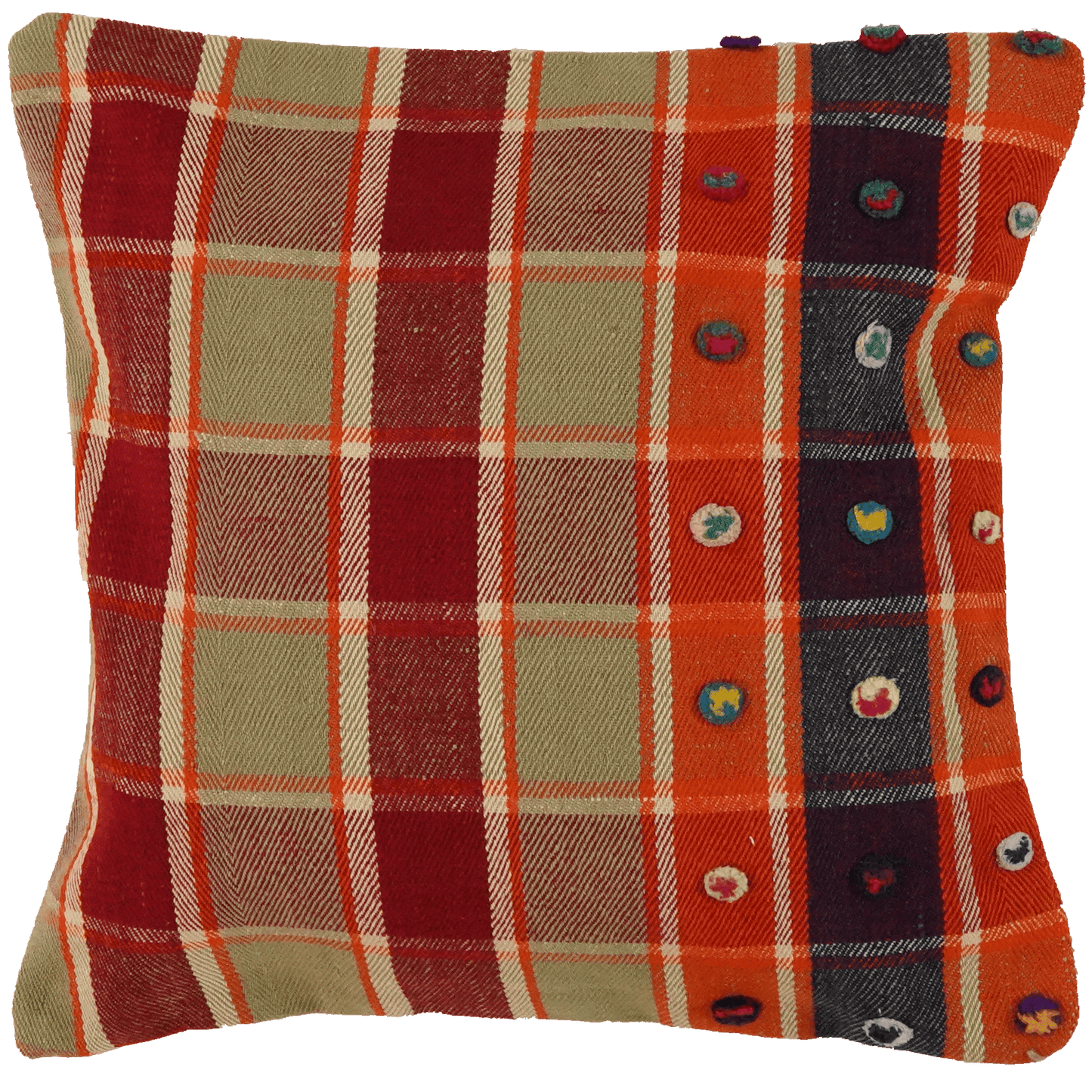 Kelim Kissen — Handmade, 65x65 cm, Multicolor, 100% Virgin Wool | Main view
