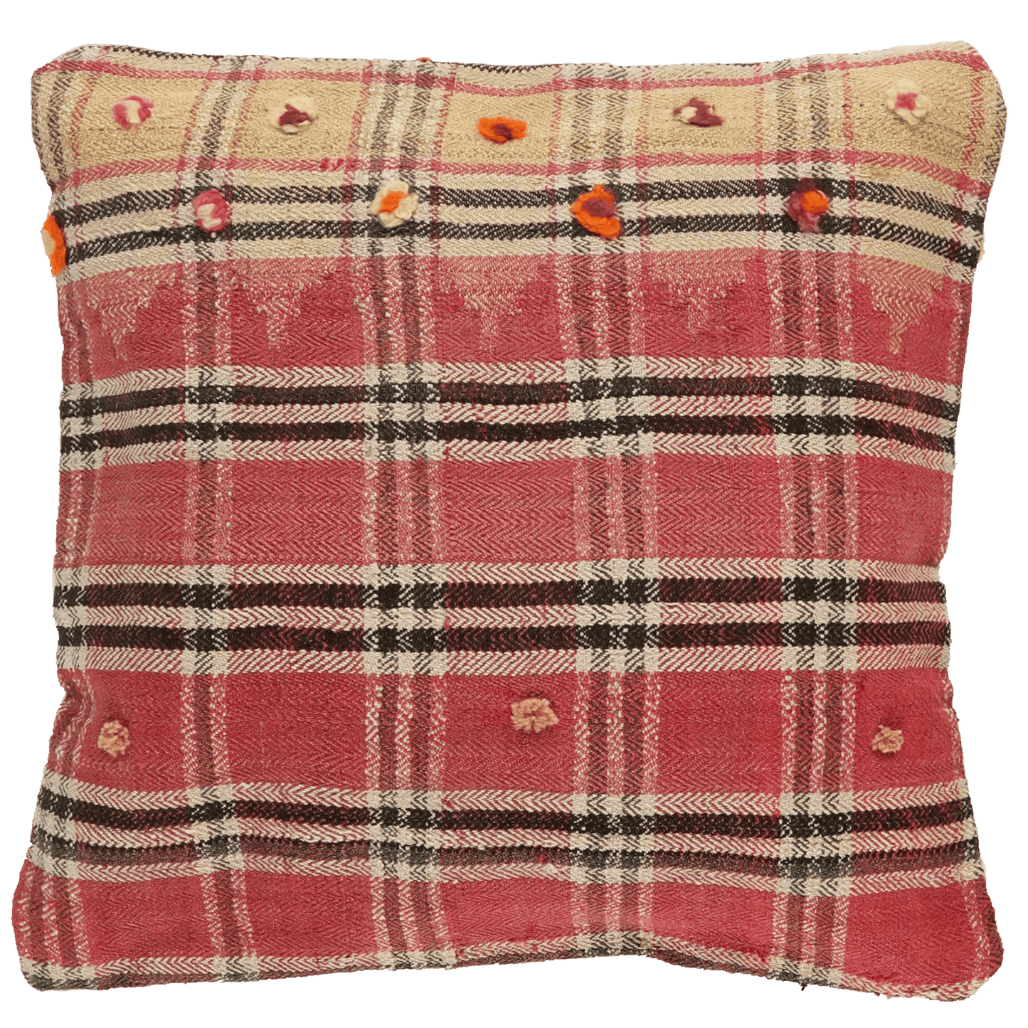Kelim Kissen — Handmade, 65x65 cm, Multicolor, 100% Virgin Wool | Main view