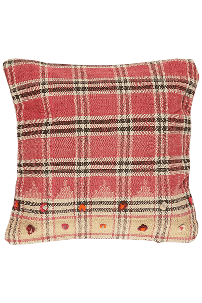 Kelim Kissen — Handmade, 65x65 cm, Multicolor, 100% Virgin Wool | Main view