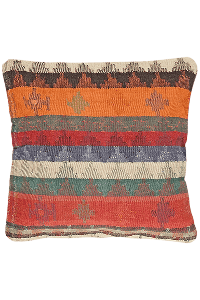 Kelim Kissen — Handmade, 65x65 cm, Multicolor, 100% Virgin Wool | Main view