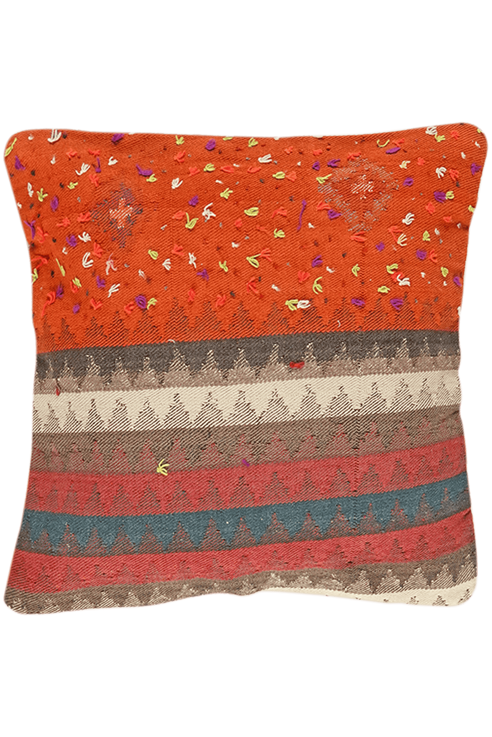Kelim Kissen — Handmade, 65x65 cm, Multicolor, 100% Virgin Wool | Main view