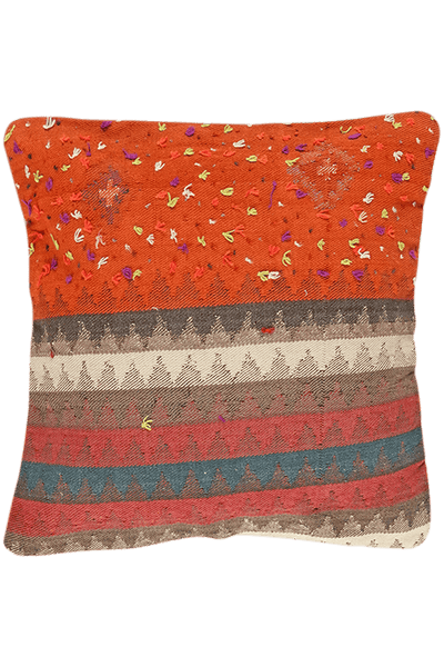 Kelim Kissen — Handmade, 65x65 cm, Multicolor, 100% Virgin Wool | Main view