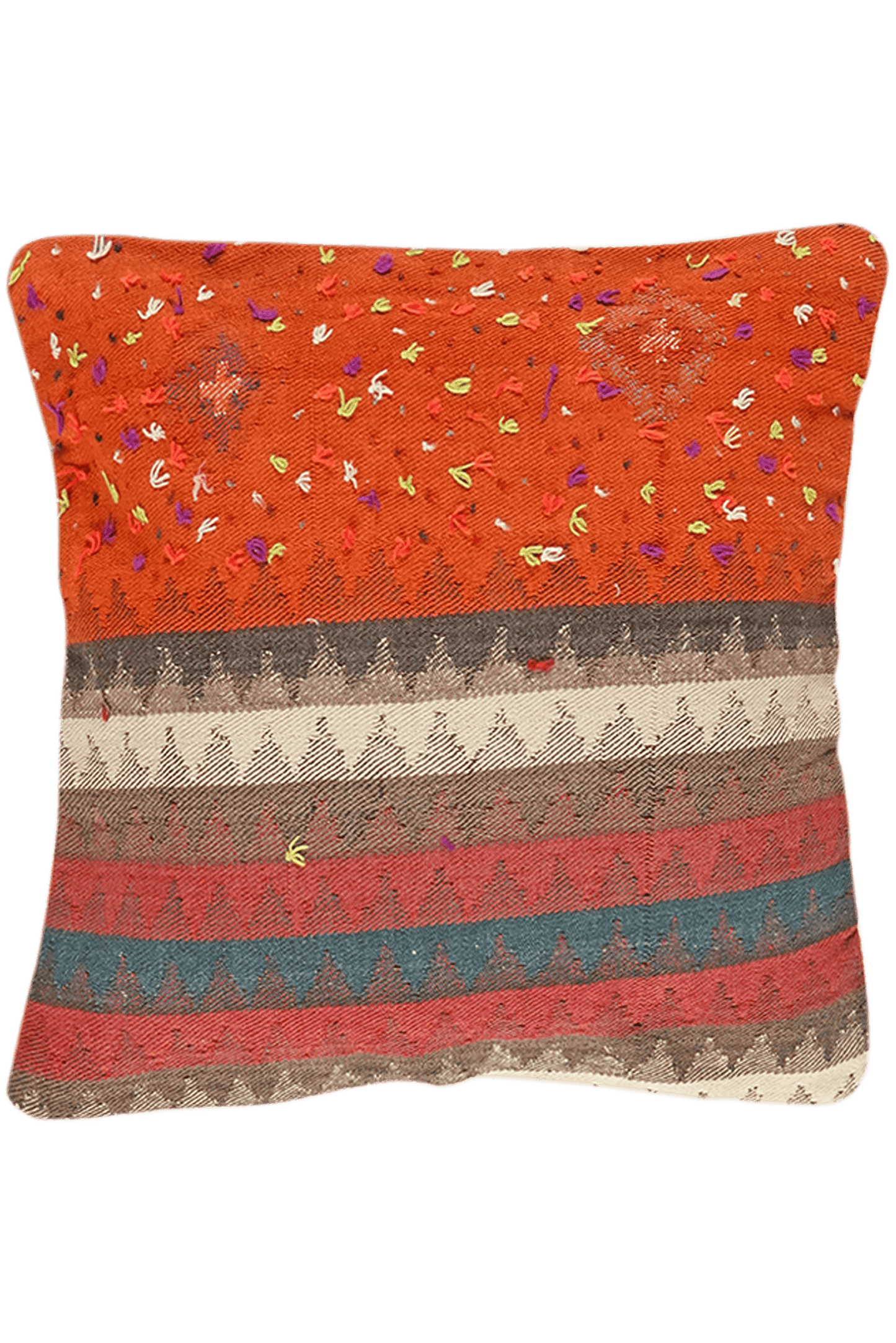 Kelim Kissen — Handmade, 65x65 cm, Multicolor, 100% Virgin Wool | Main view