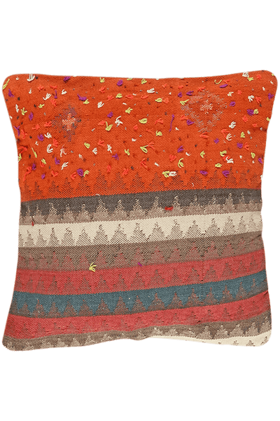 Kelim Kissen — Handmade, 65x65 cm, Multicolor, 100% Virgin Wool | Main view
