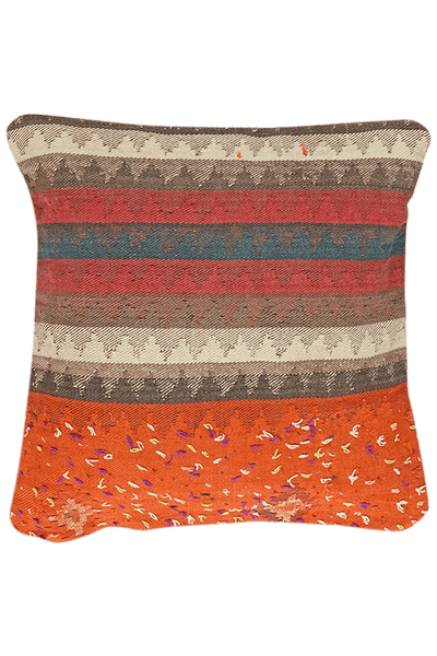Kelim Kissen — Handmade, 65x65 cm, Multicolor, 100% Virgin Wool | Main view