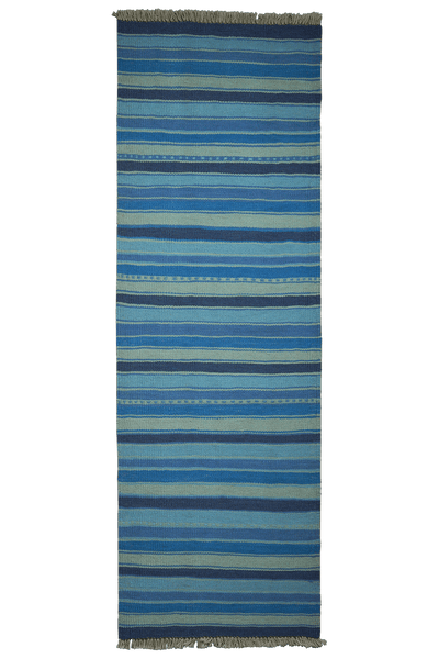 Kelim Gashgai — Handmade, 66x199 cm, Blue, 100% Virgin Wool | Main view