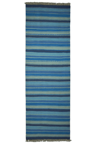 Kelim Gashgai — Handmade, 66x199 cm, Blue, 100% Virgin Wool | Main view