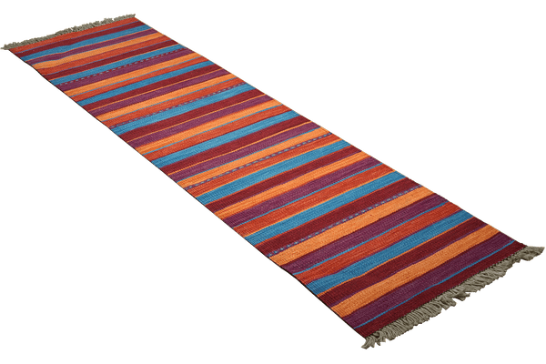 Kelim Gashgai — Handmade, 55x198 cm, Multicolor, 100% Virgin Wool | View 4