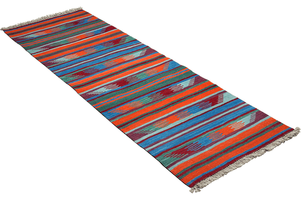 Kelim Gashgai — Handmade, 64x193 cm, Multicolor, 100% Virgin Wool | View 4