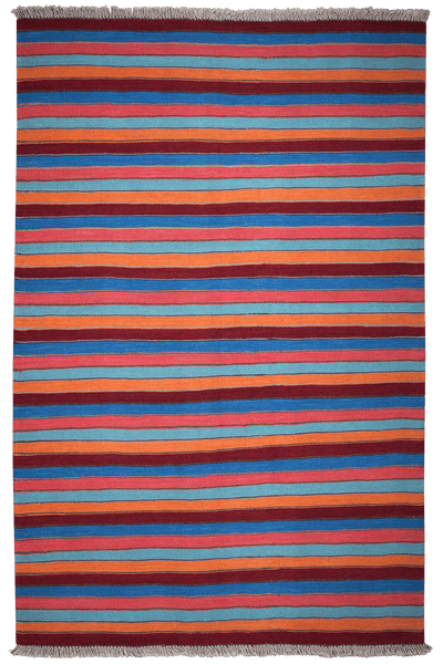 Kelim Gashgai — Handmade, 126x190 cm, Green, 100% Virgin Wool | Main view