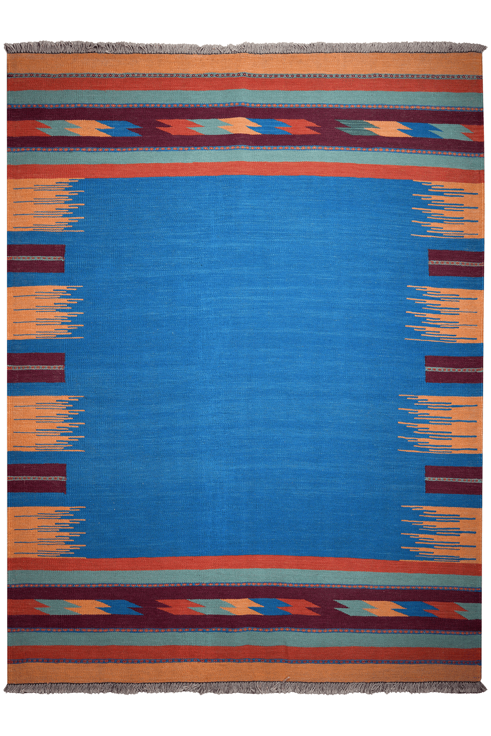 Kelim Gashgai — Handmade, 173x230 cm, Blue, 100% Virgin Wool | Main view