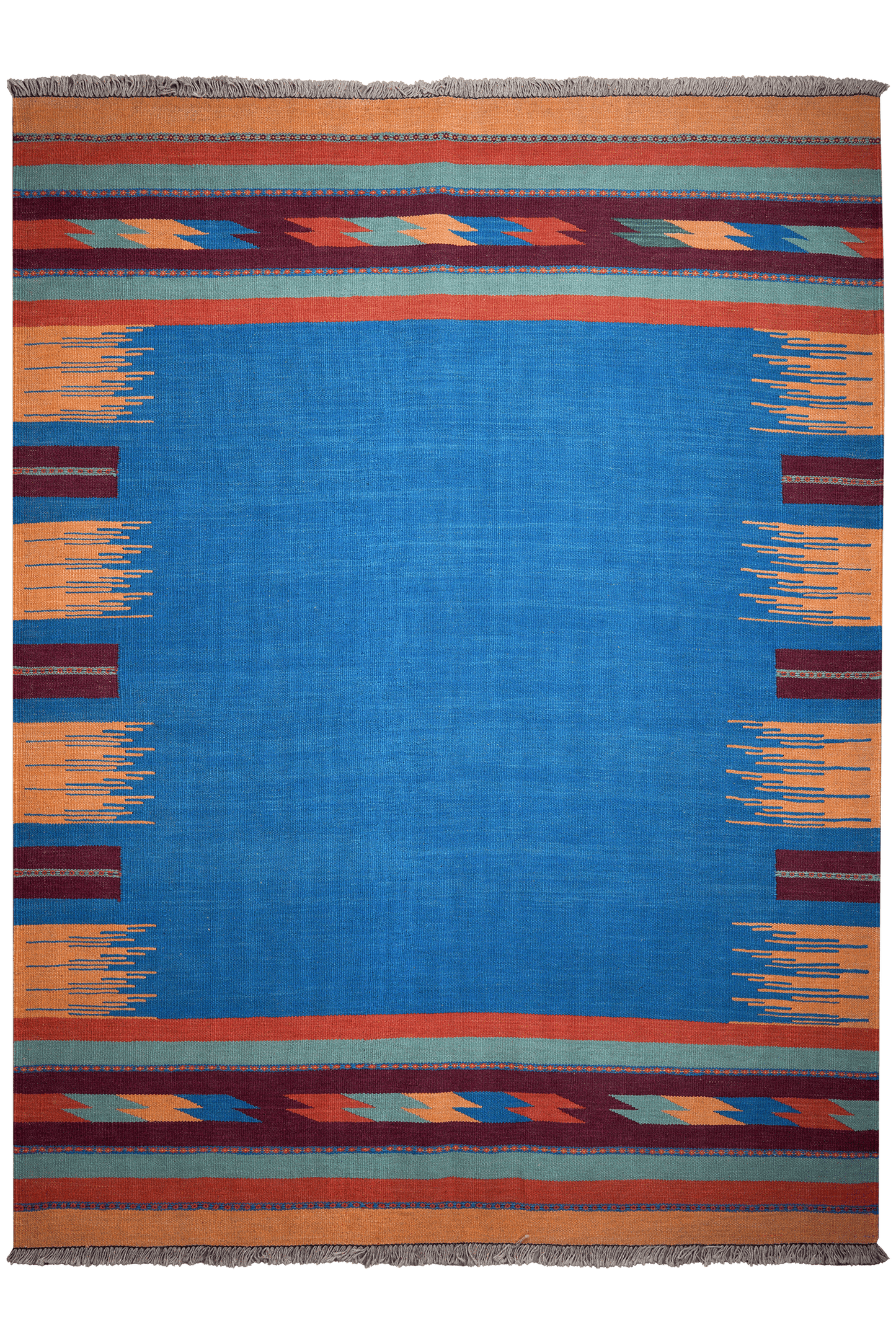 Kelim Gashgai — Handmade, 173x230 cm, Blue, 100% Virgin Wool | Main view
