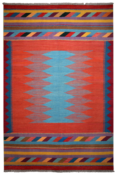 Kelim Gashgai — Handmade, 170x258 cm, Red, 100% Virgin Wool | Main view