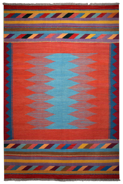 Kelim Gashgai — Handmade, 170x258 cm, Red, 100% Virgin Wool | Main view