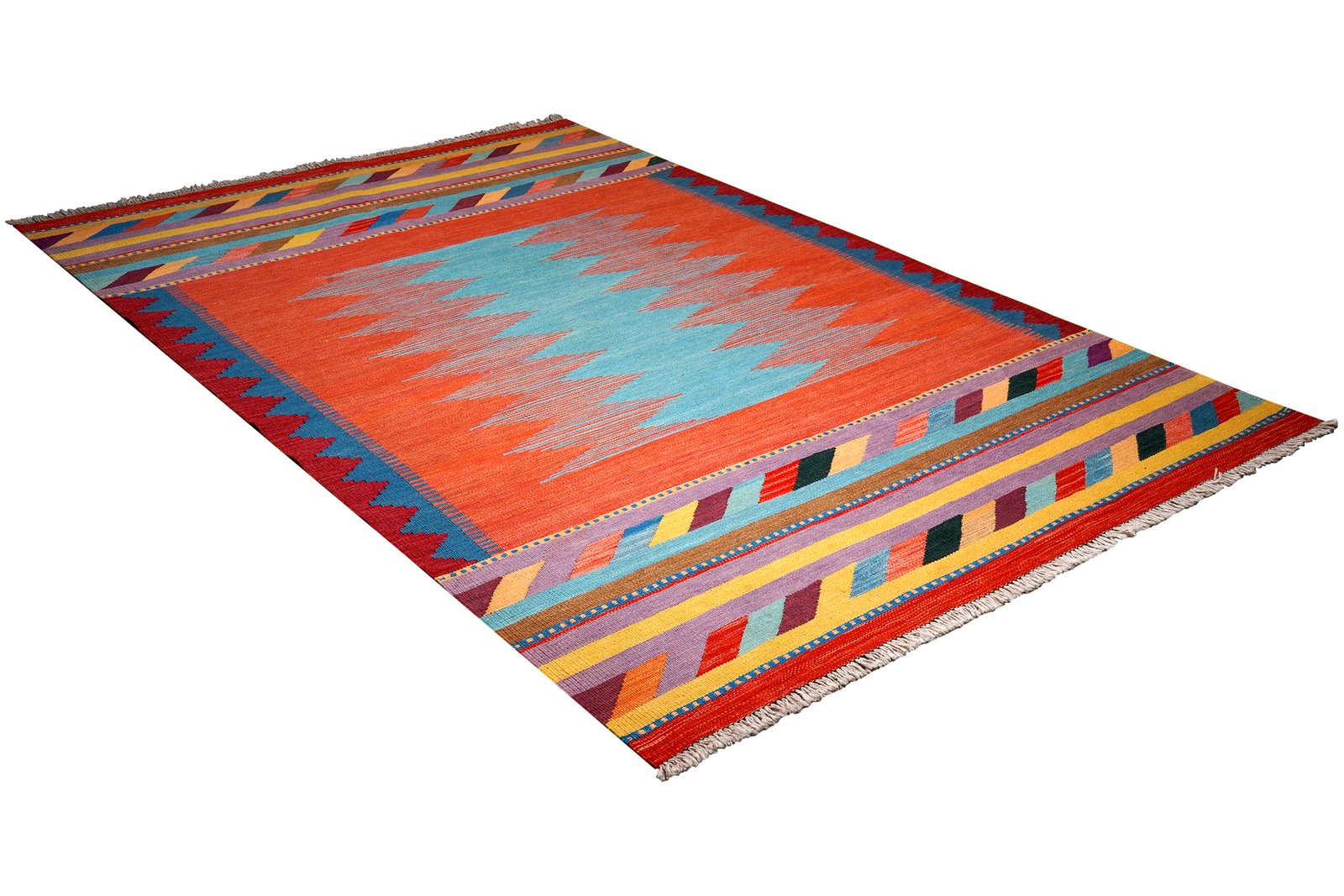 Kelim Gashgai — Handmade, 170x258 cm, Red, 100% Virgin Wool | View 4