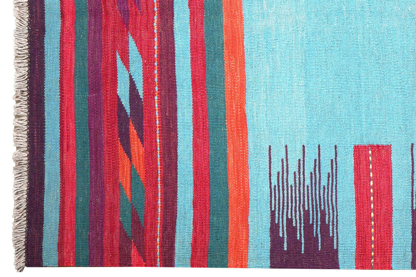 Kelim Gashgai — Handmade, 121x202 cm, Blue, 100% Virgin Wool | View 3