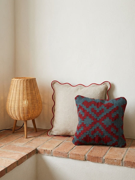 Kelim Kissen — Handmade, 40x40 cm, Multicolor, 100% Virgin Wool | Back view