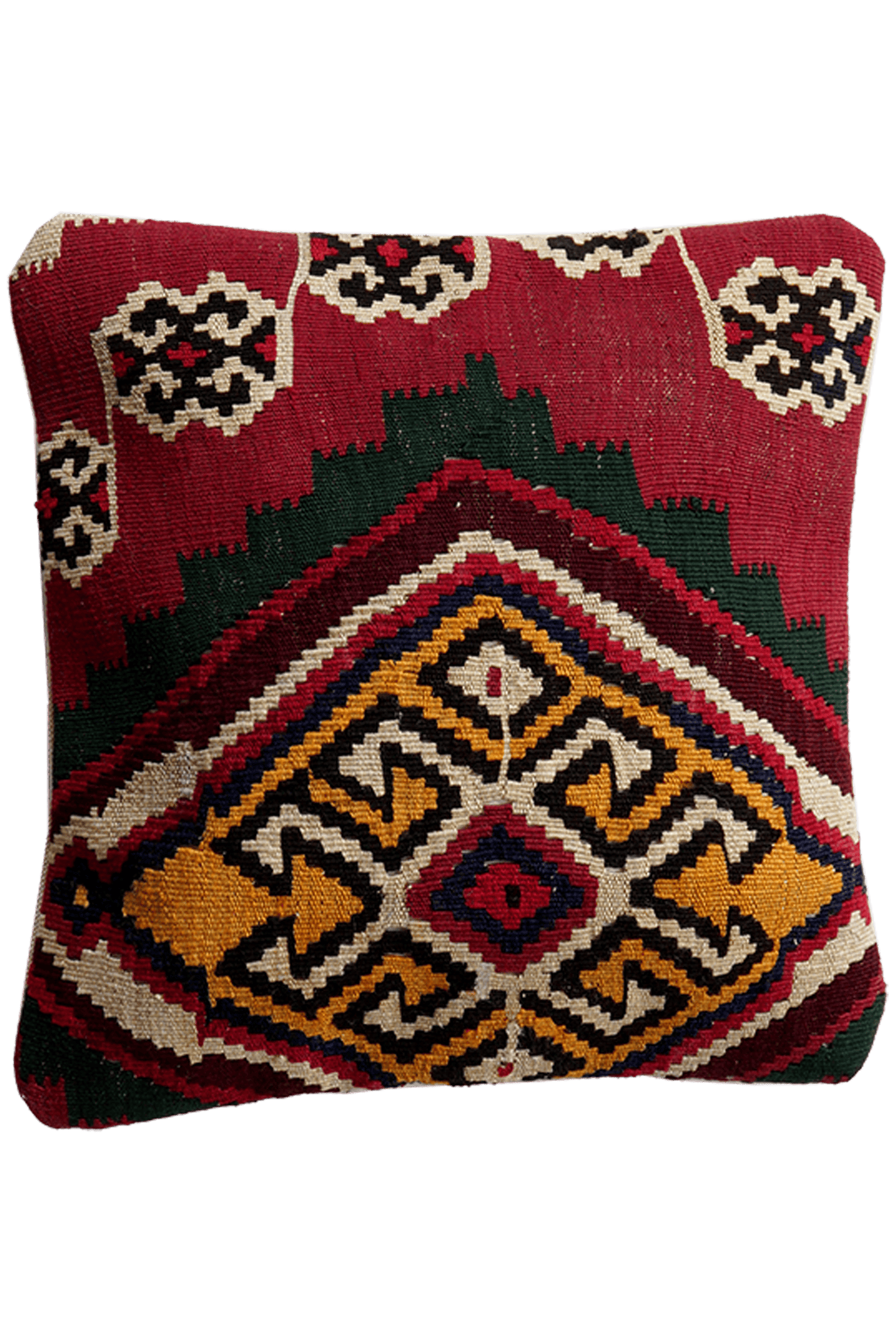 Kelim Kissen — Handmade, 40x40 cm, Multicolor, 100% Virgin Wool | Main view