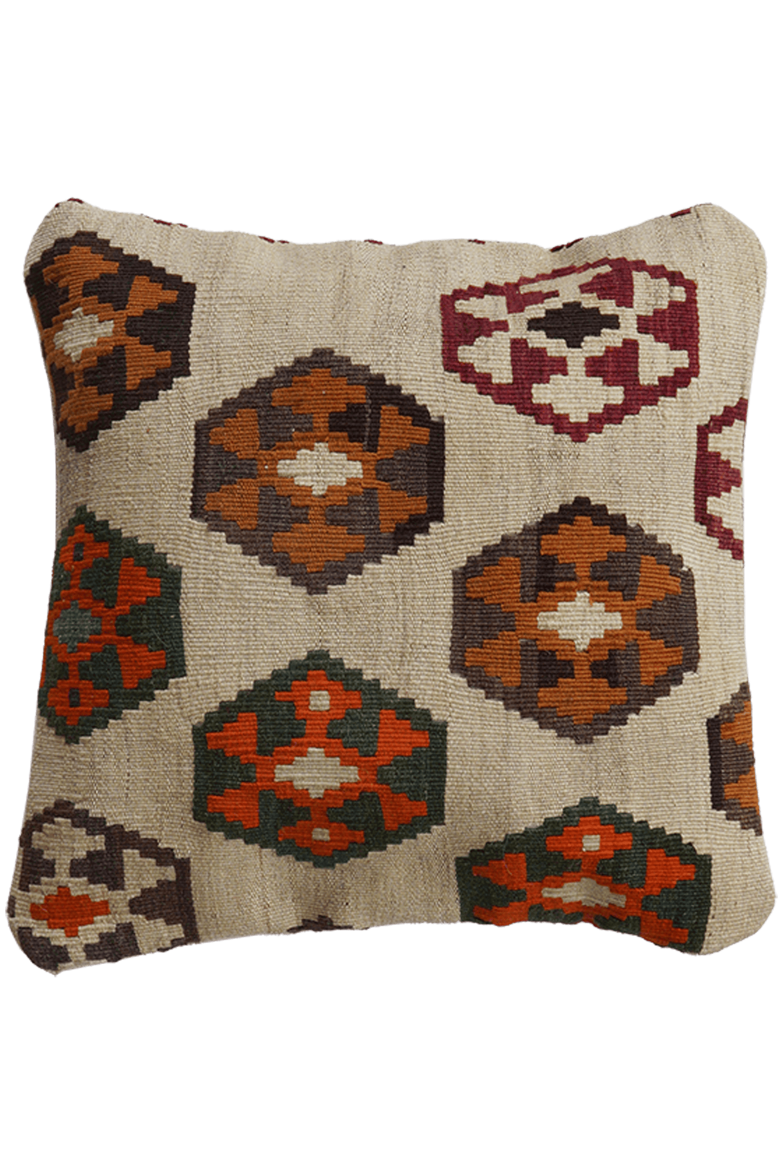 Kelim Kissen — Handmade, 40x40 cm, Multicolor, 100% Virgin Wool | Main view