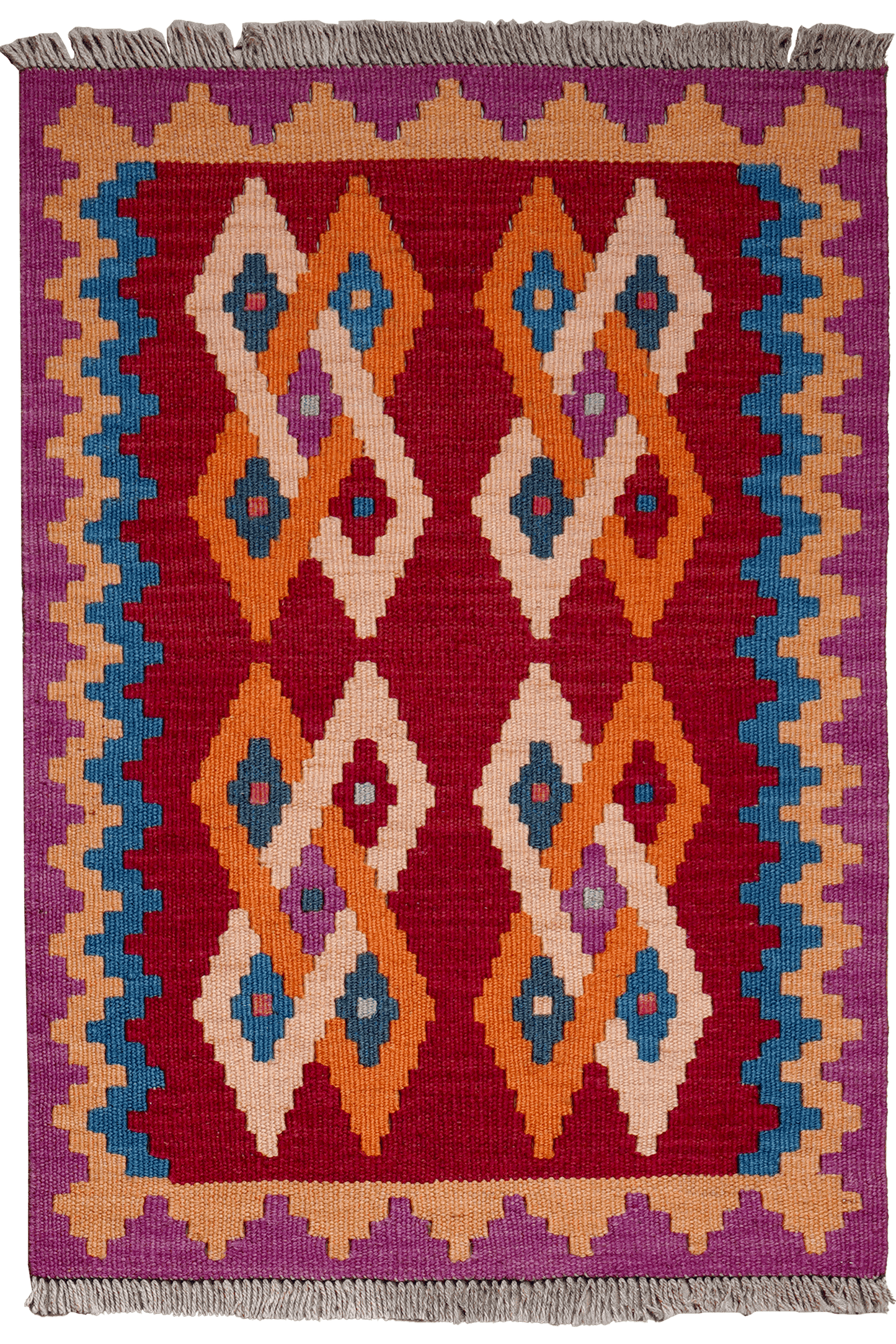 Kelim Gashgai — Handmade, 63x89 cm, Red, 100% Virgin Wool | Main view