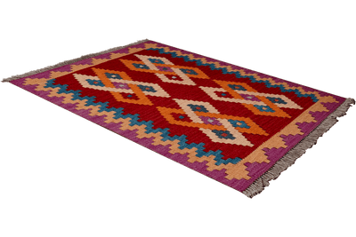 Kelim Gashgai — Handmade, 63x89 cm, Red, 100% Virgin Wool | View 4