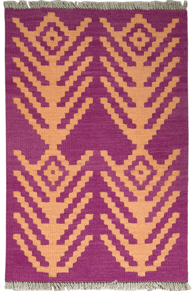 Kelim Gashgai — Handmade, 62x94 cm, Violett, 100% Virgin Wool | Main view