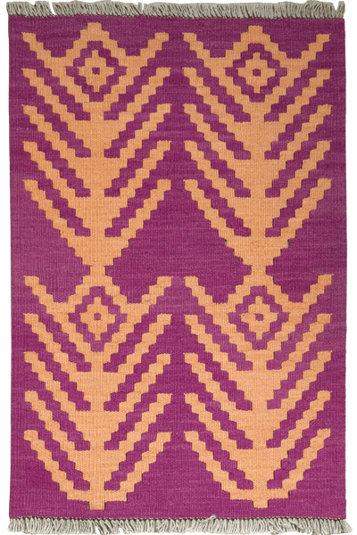 Kelim Gashgai — Handmade, 62x94 cm, Violett, 100% Virgin Wool | Main view