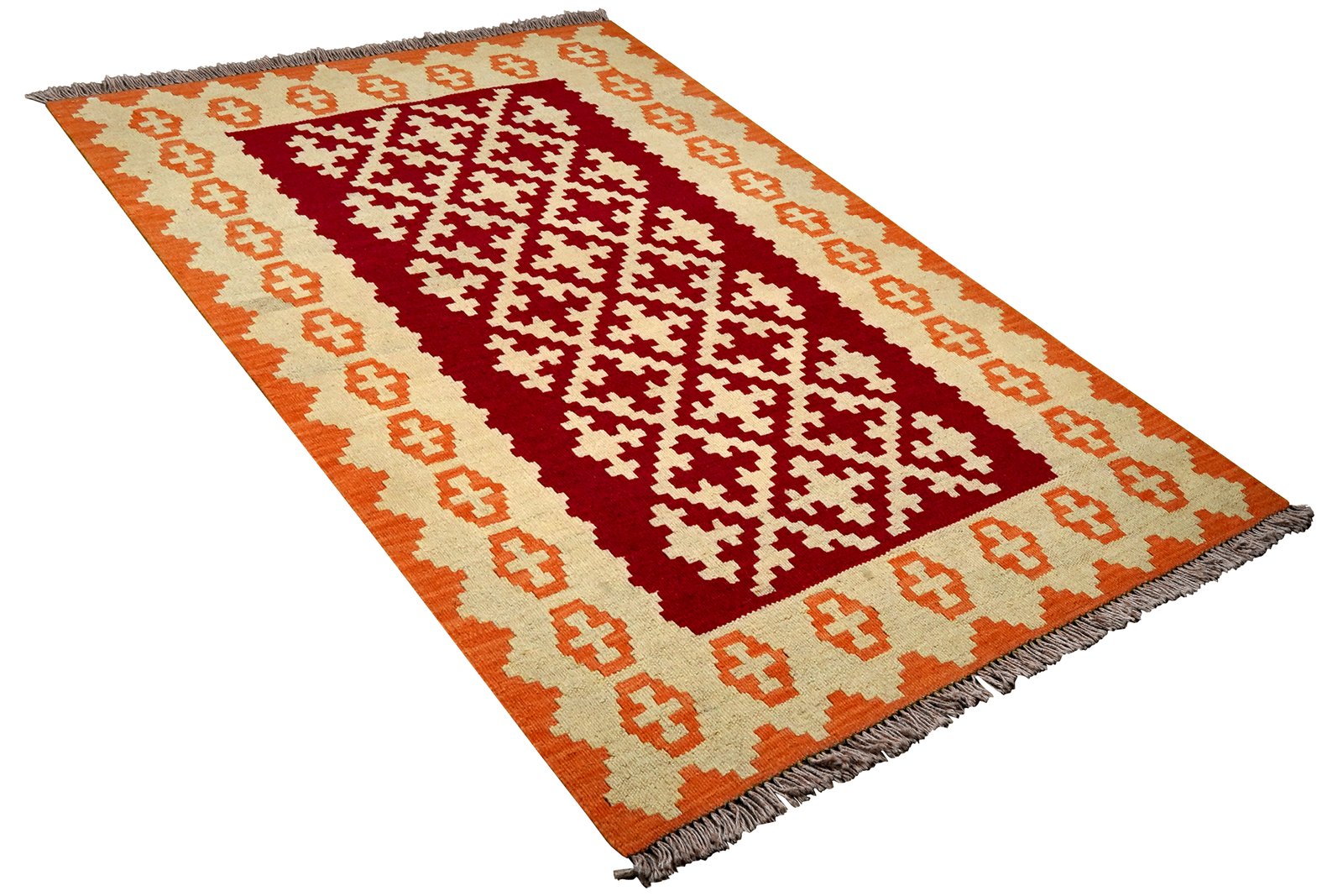 Kelim Gashgai — Handmade, 105x151 cm, Red, 100% Virgin Wool | View 4