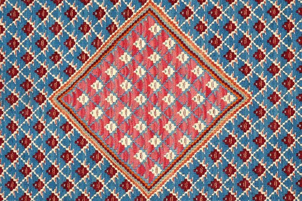 Kelim Senneh — Handmade, 105x150 cm, Blue, 100% Virgin Wool | View 5