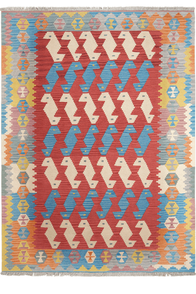Kelim Gashgai — Handmade, 174x236 cm, Red, 100% Virgin Wool | Main view