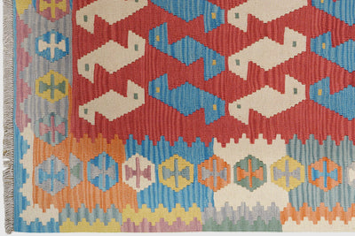 Kelim Gashgai — Handmade, 174x236 cm, Red, 100% Virgin Wool | View 3