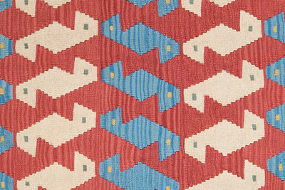 Kelim Gashgai — Handmade, 174x236 cm, Red, 100% Virgin Wool | View 5