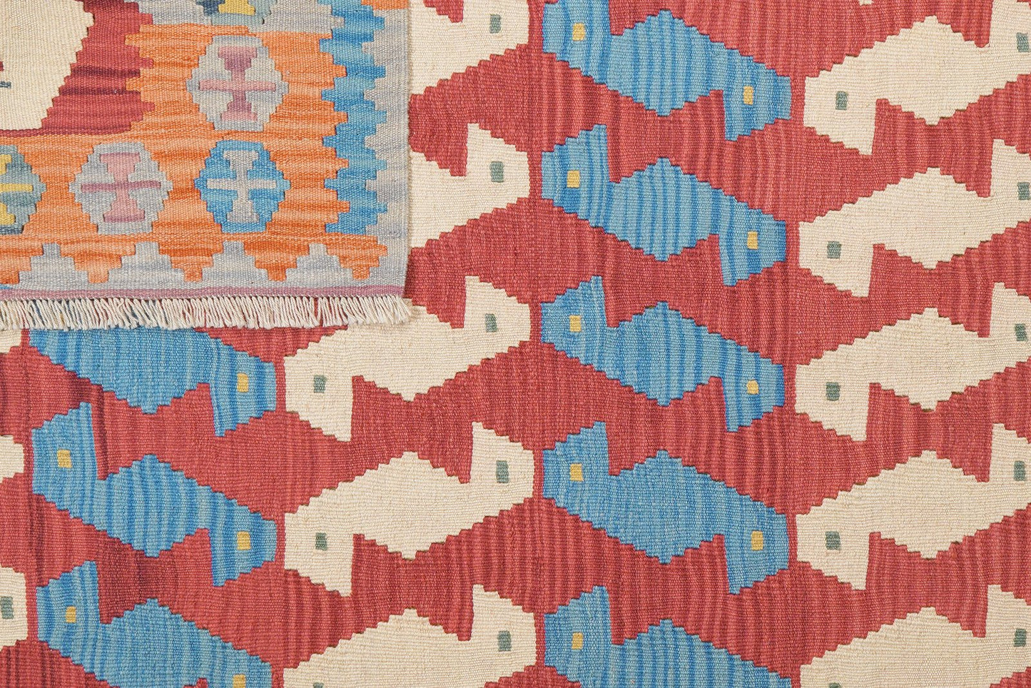Kelim Gashgai — Handmade, 174x236 cm, Red, 100% Virgin Wool | View 6