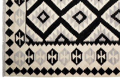 Kelim Gashgai — Handmade, 172x243 cm, Black, 100% Virgin Wool | View 3