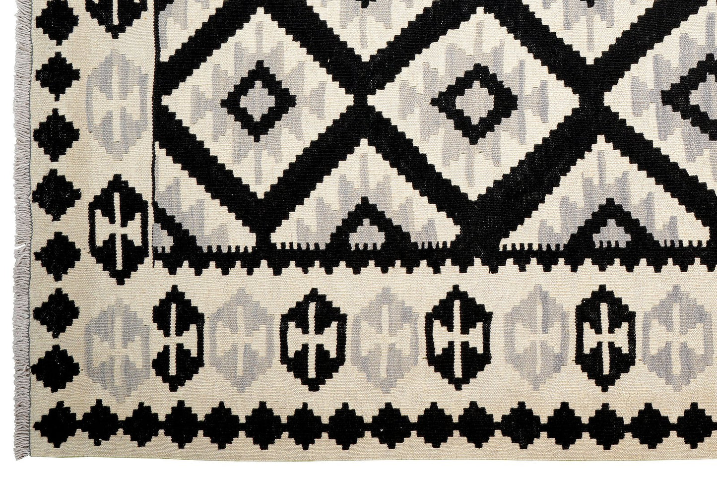 Kelim Gashgai — Handmade, 172x243 cm, Black, 100% Virgin Wool | View 3