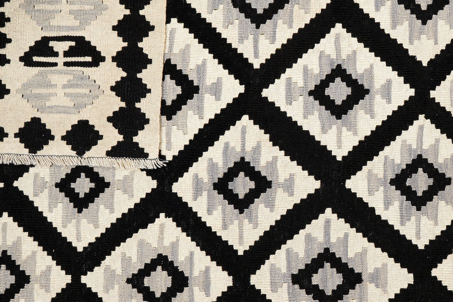 Kelim Gashgai — Handmade, 172x243 cm, Black, 100% Virgin Wool | View 6