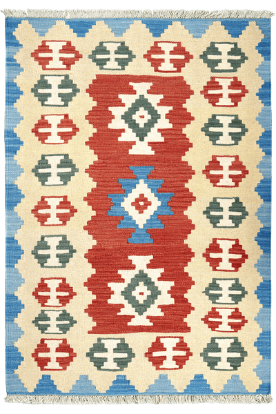 Kelim Gashgai — Handmade, 103x150 cm, Red, 100% Virgin Wool | Main view